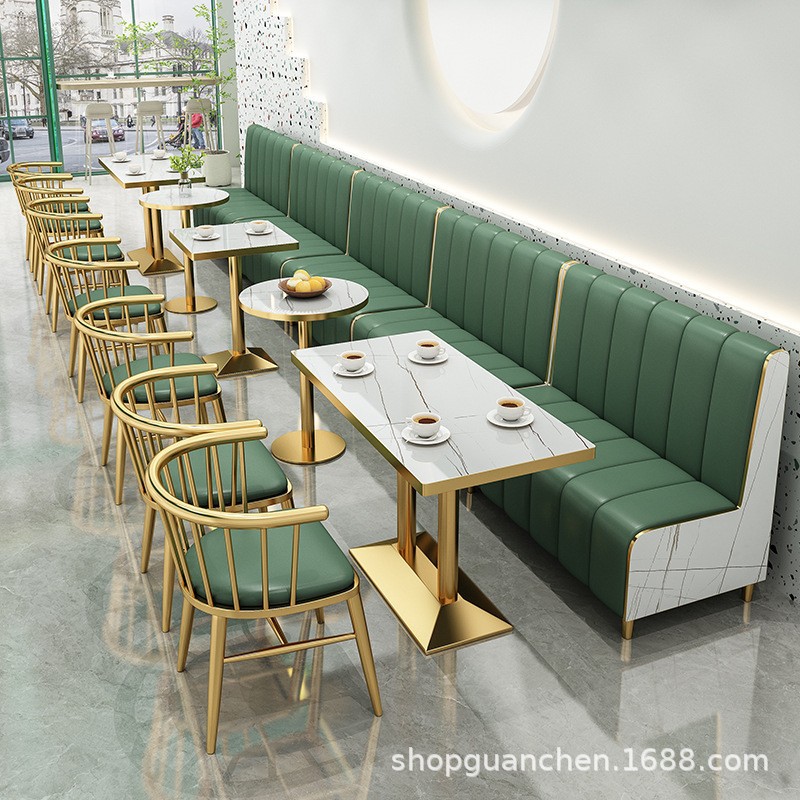 网红奶茶店桌椅组合甜品咖啡厅餐厅汉堡小吃洽谈沙发卡座商用批发