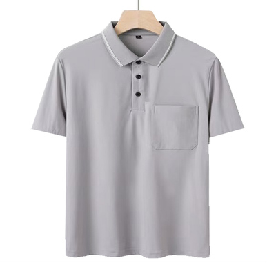 纯棉爸爸短袖t恤翻领中年男士夏装宽松中老年人男装polo衫上衣服