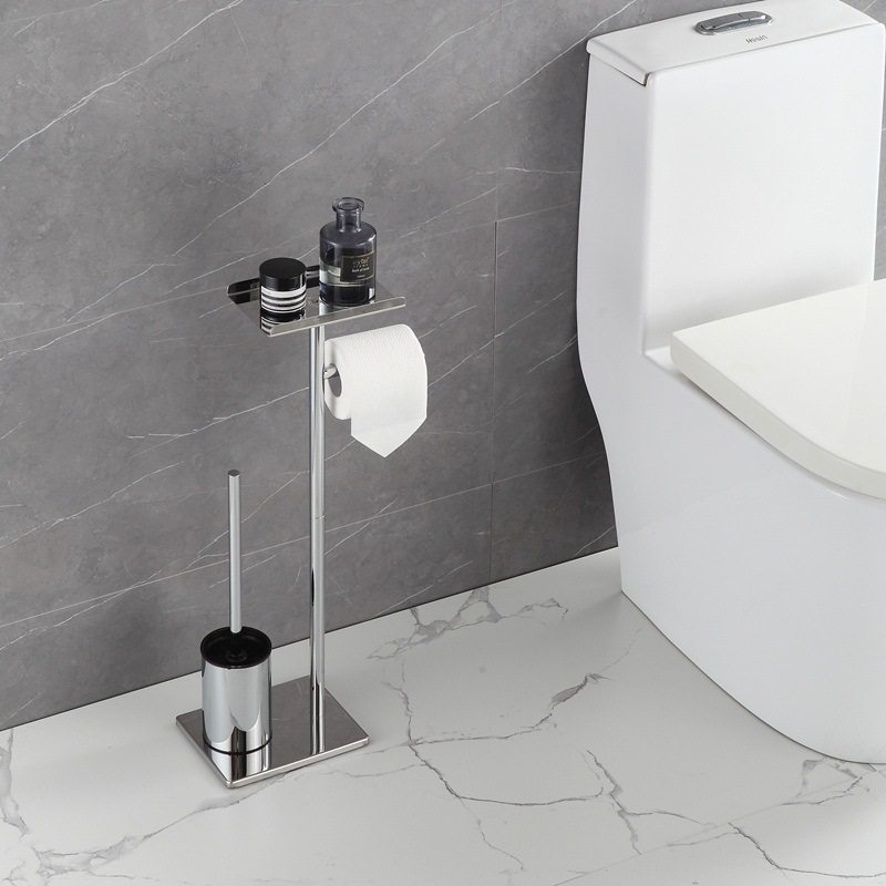 跨境马桶刷家用卫生间落地纸巾架浴室防潮厕纸卷纸立式一体收纳架