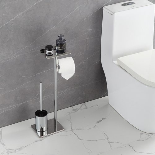 跨境马桶刷家用卫生间落地纸巾架浴室防潮厕纸卷纸立式一体收纳架