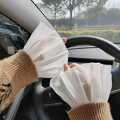 口 饰百搭网纱花边假袖 欧根纱护腕纽扣喇叭袖 淑女毛衣卫衣内搭装