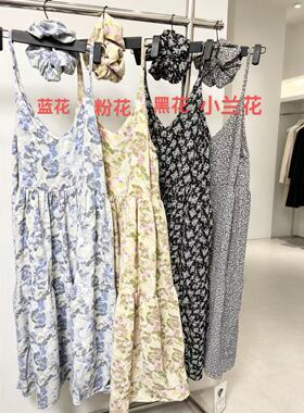 60610_2# 现货 度假风复古吊带碎花裙  0622