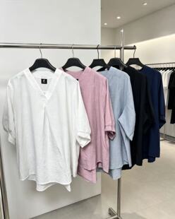 6655# 现货 v领极简风五分袖上衣  0615