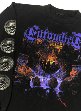 240g！破洞重磅tee！Entombed1992专辑Clandestine长袖T恤
