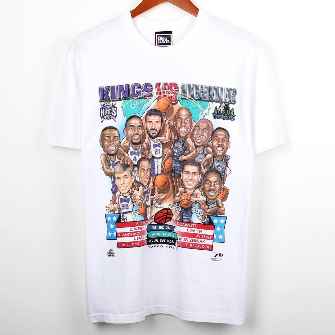厚重感！重磅270克纯棉！国王队vs森林狼队印花休闲宽松大码短袖