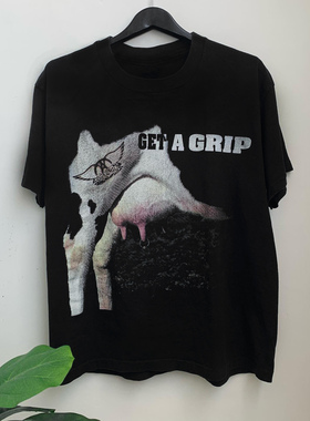 Aerosmith史密斯飞船乐队硬摇滚美式复古vintage高街潮牌短袖t恤