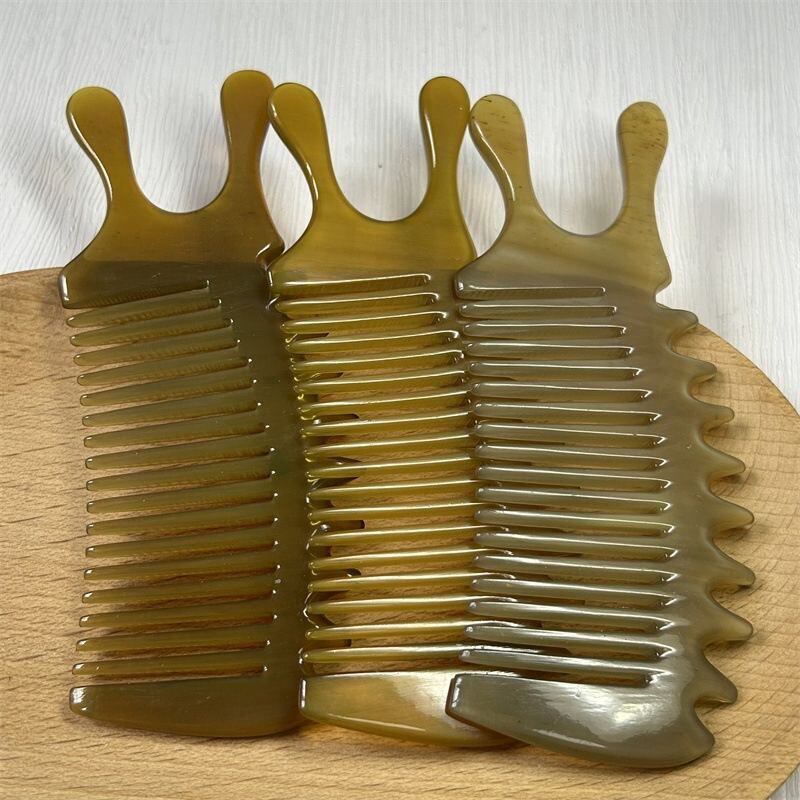 正品牦牛角多功能经络梳家用头皮按摩梳面部鼻刮梳男女通用牛角梳