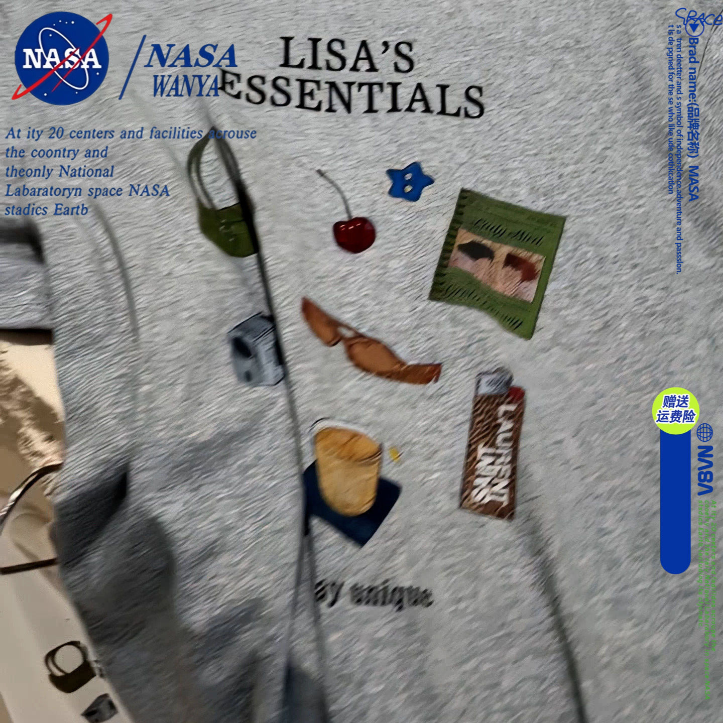 NASA品牌联名超火爆款纯棉别致印花短袖t恤2026夏季女装新款上衣