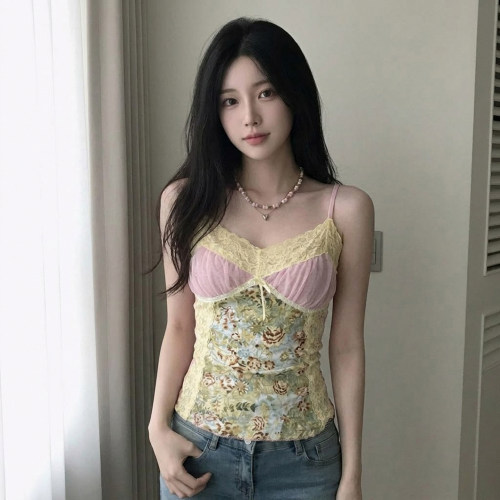 IUAE韩系纯欲蕾丝蝴蝶结吊带