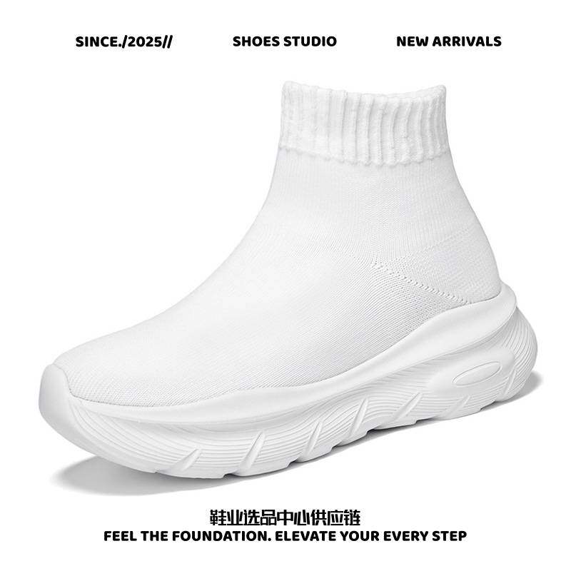 和诚鞋业跑步鞋冬季运动鞋加绒新款户外一脚蹬透气袜子鞋运动休闲