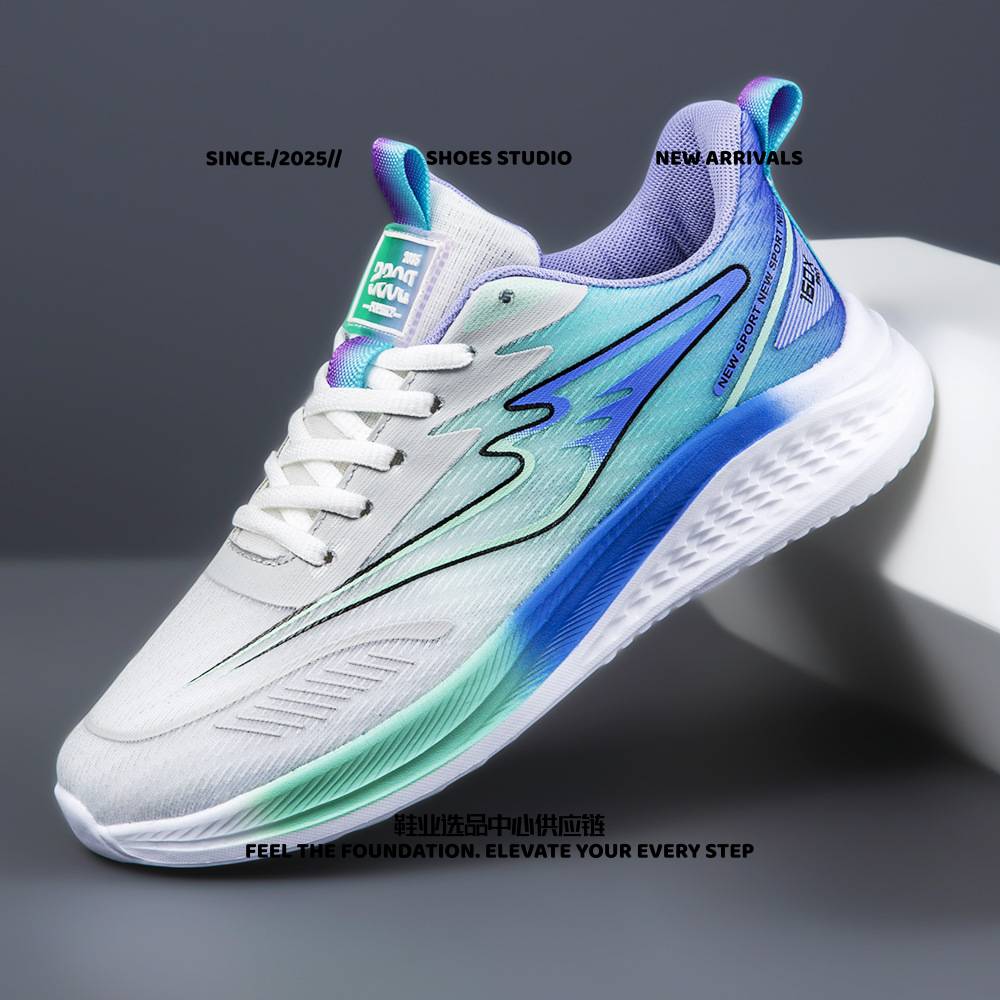 青岛福客来集团爆款男女同款休闲运动鞋网面透气四季款超轻软底碳