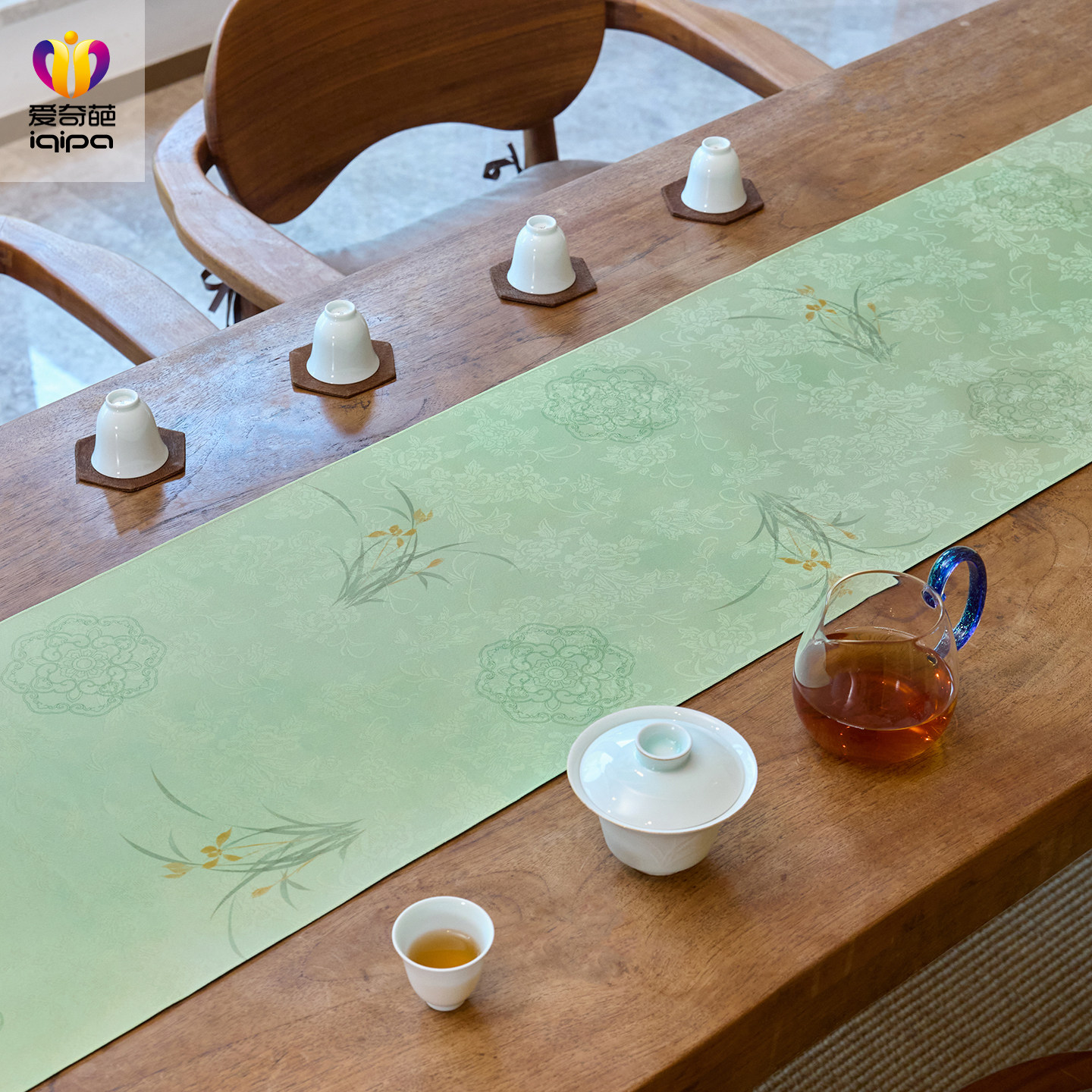 爱奇葩iqipa 兰花中式长条桌旗茶席防水茶台茶桌垫布简约桌旗布