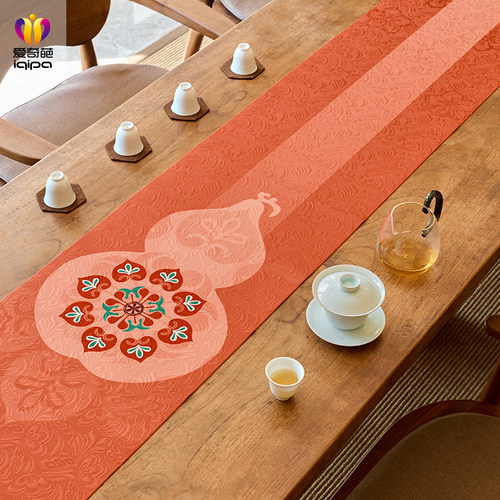 爱奇葩 原创桃花生福中式桌旗茶席垫子高端防水餐桌茶台茶桌垫布