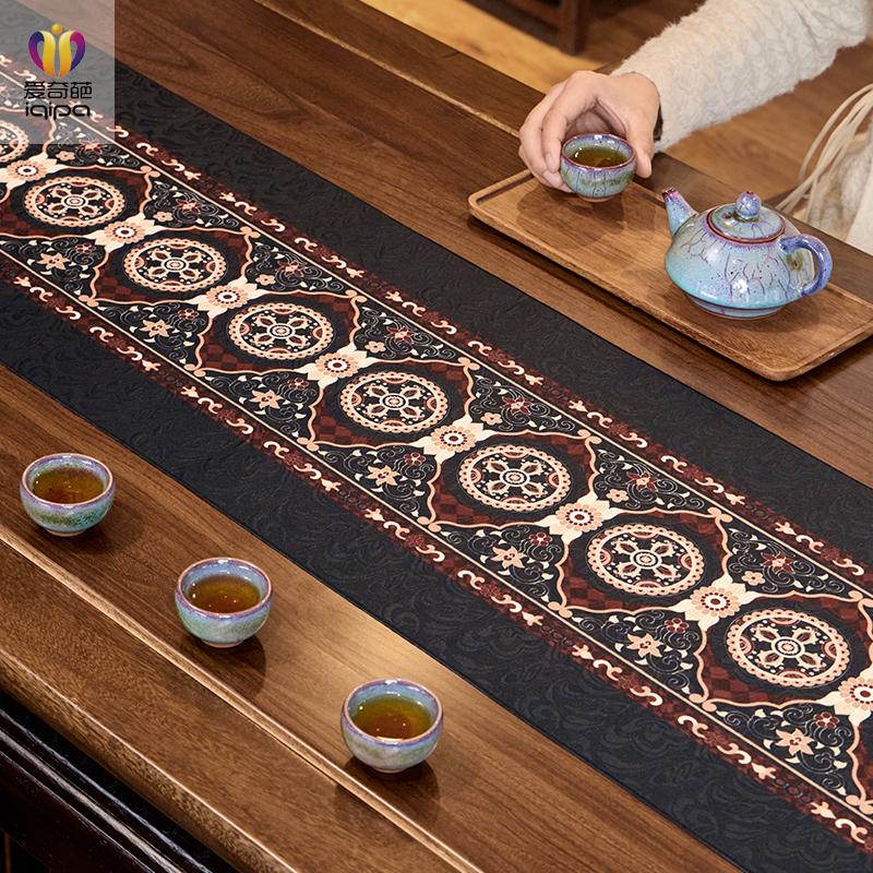 爱奇葩 原创华韵锦纹复古茶旗茶台桌布防水茶桌垫布高级餐桌旗布