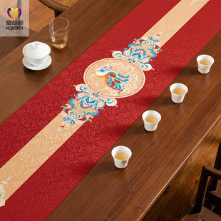 爱奇葩 原创敦煌守宝龙中式桌旗复古茶席垫子高端桌旗布茶桌垫布
