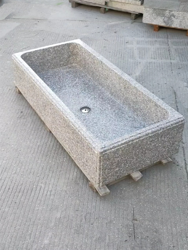 天然石头洗手盆户外庭院大理石水池台盆一体花岗岩整石洗衣水槽