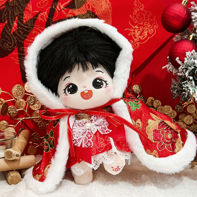 过年服斗篷棉花娃娃10厘米