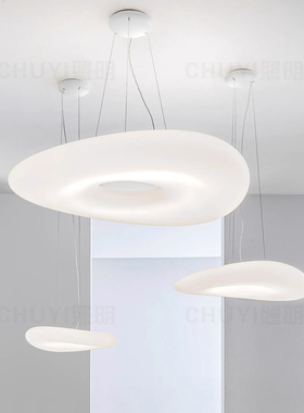 意大利设计师云朵灯卧室客厅餐厅白色圆环形帽子甜甜圈吊灯