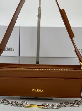 jacquemus法国小众设计高级质感单肩斜挎手拎链条牛皮法棍包包女