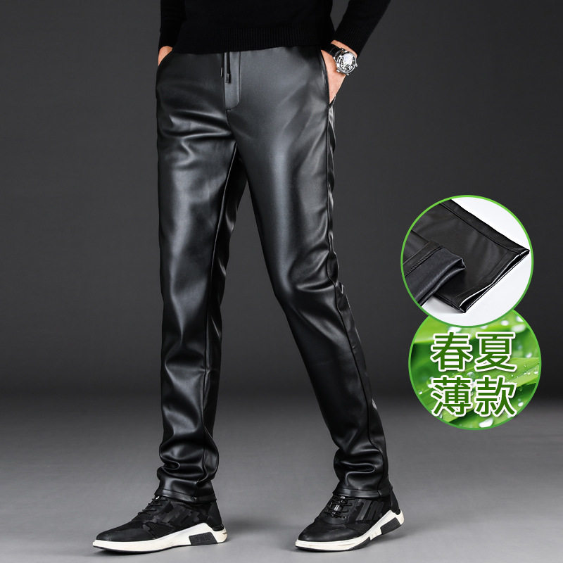 春夏修身皮裤男薄款弹力冬季加绒机车摩托车青年防风防水男士小脚,男装,皮裤,淘宝优惠券,粉丝福利购,淘宝优惠卷