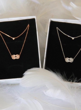 纯银八字双层轻奢项链肖战同款