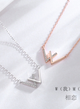 字母纯银轻奢小众ins锁骨链