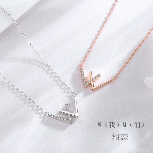 字母纯银轻奢小众ins锁骨链