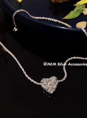 纯银韩国东大门爱心小众锁骨链