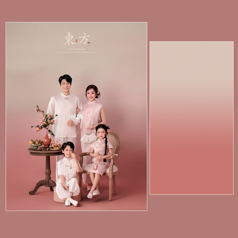 粉色渐变背景布全家福婚纱儿童摄影背景布影楼拍照直播室内背景纸