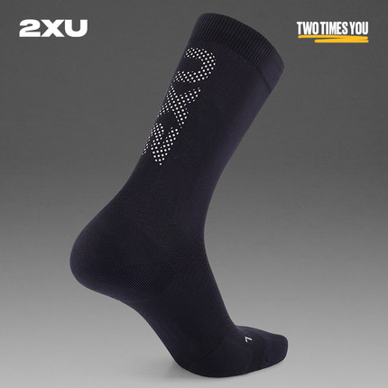 2XU Vectr系列反光款专业跑步袜马拉松压缩袜 运动袜男女中筒袜子