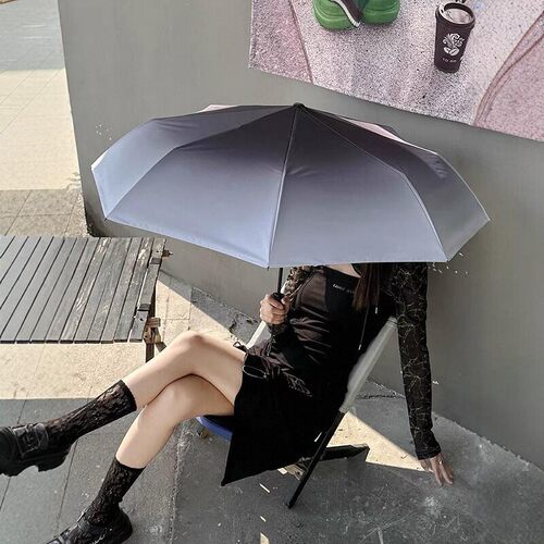 黑加仑渐变雨伞女生高级感晴雨两用伞学生防晒ins自动折叠遮阳伞
