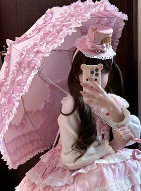 新款日系lo伞洛丽塔花嫁少女心公主伞轻舞蕾丝哥特lolita晴雨两用