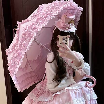新款日系lo伞洛丽塔花嫁少女心公主伞轻舞蕾丝哥特lolita晴雨两用