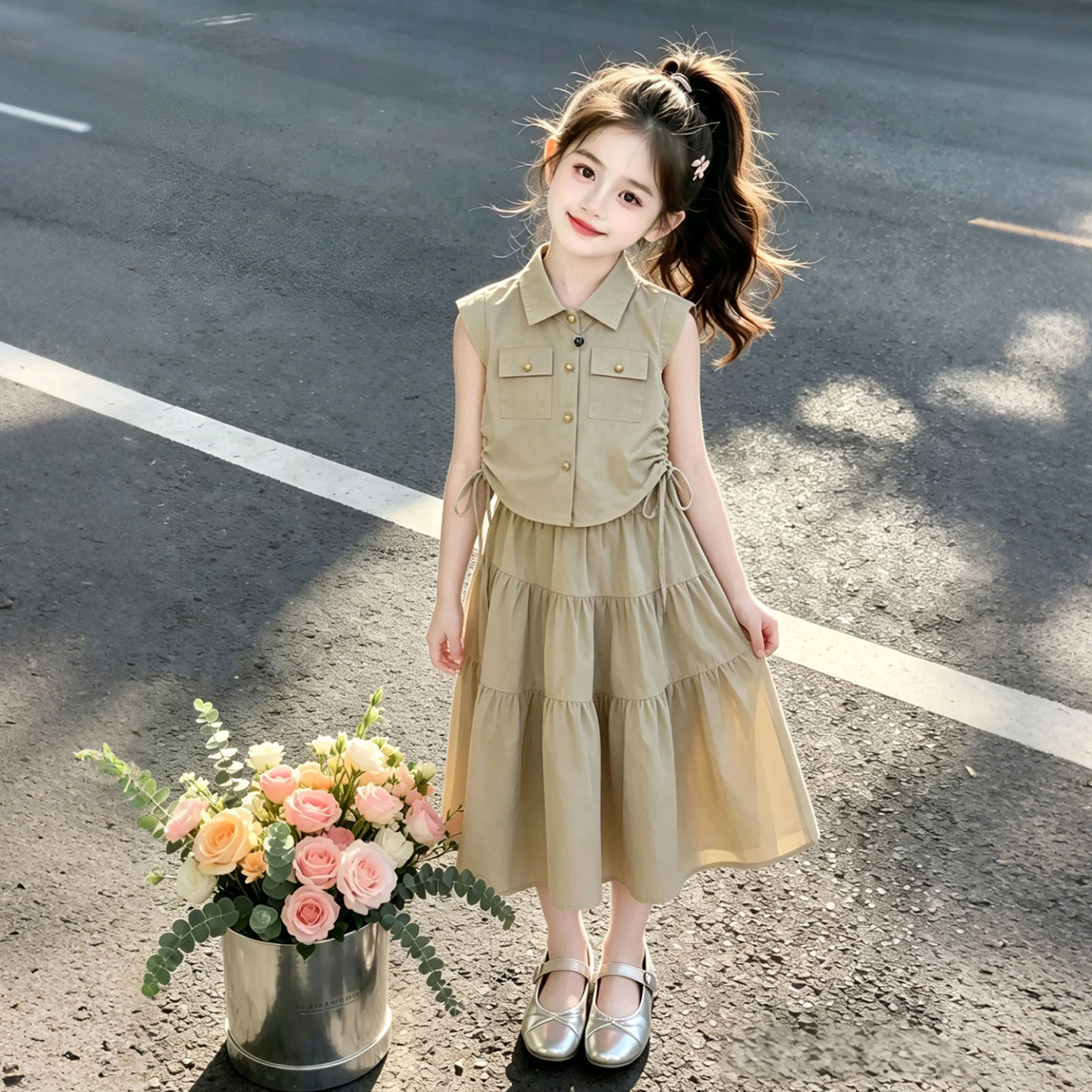 女童套装夏季2026新款儿童连衣裙韩版公主裙中大童衬衣半身裙夏装