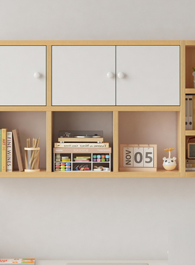 实木挂墙置物架壁挂式书架客厅装饰墙壁柜吊柜家用储物上墙橱柜