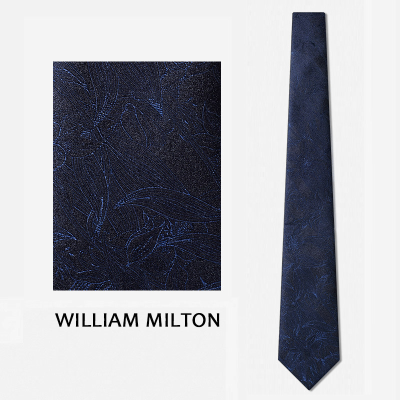 WILLIAM MILTON国潮幽兰真丝手打领带男士高端商务轻奢配饰礼盒装