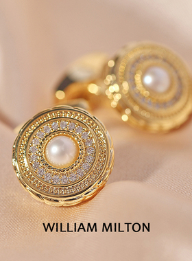 WILLIAM MILTON永恒之心珍珠袖扣男士轻奢定制礼物高端袖口钉礼盒