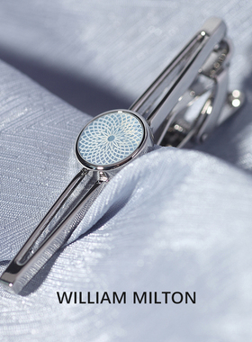 WILLIAM MILTON觅光玑镂雕花珍珠贝母领带夹男士高端婚礼配饰礼盒