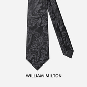 WILLIAM MILTON墨上花开玫瑰真丝暗纹领带男高级轻奢时尚 商务礼盒