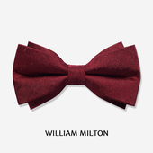 WILLIAM MILTON婚礼新郎酒红色真丝领结男士 高级感商务免打蝴蝶结
