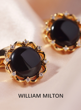 WILLIAM MILTON琉璃梦境黑玛瑙袖扣男高端轻奢礼物法式袖口钉礼盒