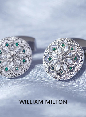 WILLIAM MILTON冰雪秘境浪漫水晶男士轻奢生日礼物高端袖钉礼盒