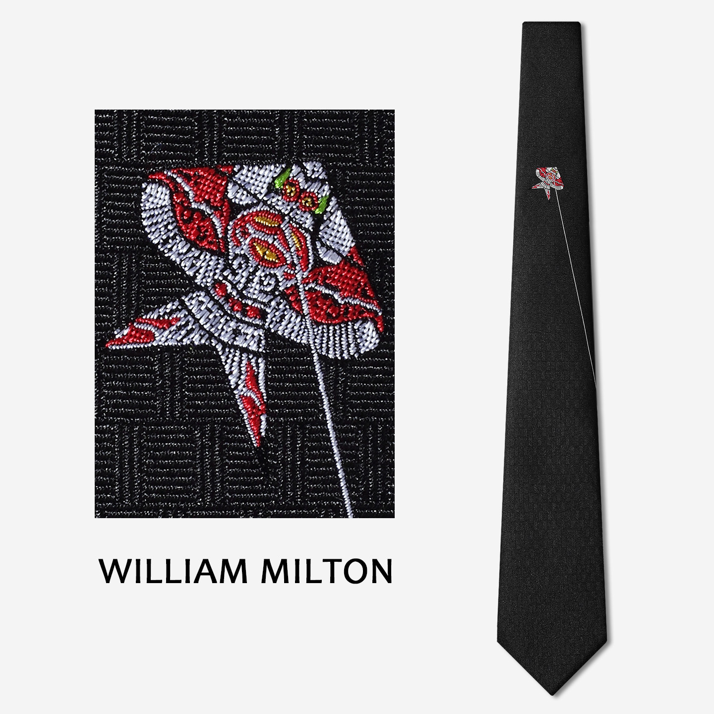 WILLIAMMILTON国潮纸鸢刺绣领带