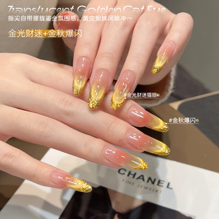 [菊籽老师推荐]透感金光财迷猫眼甲油胶玻璃珠金秋爆闪法式勾边胶