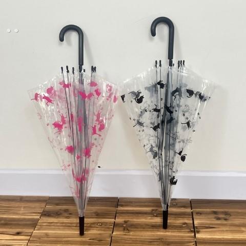 雨伞透明长柄猫咪可爱黑猫日系高颜值结实防风加固折叠伞