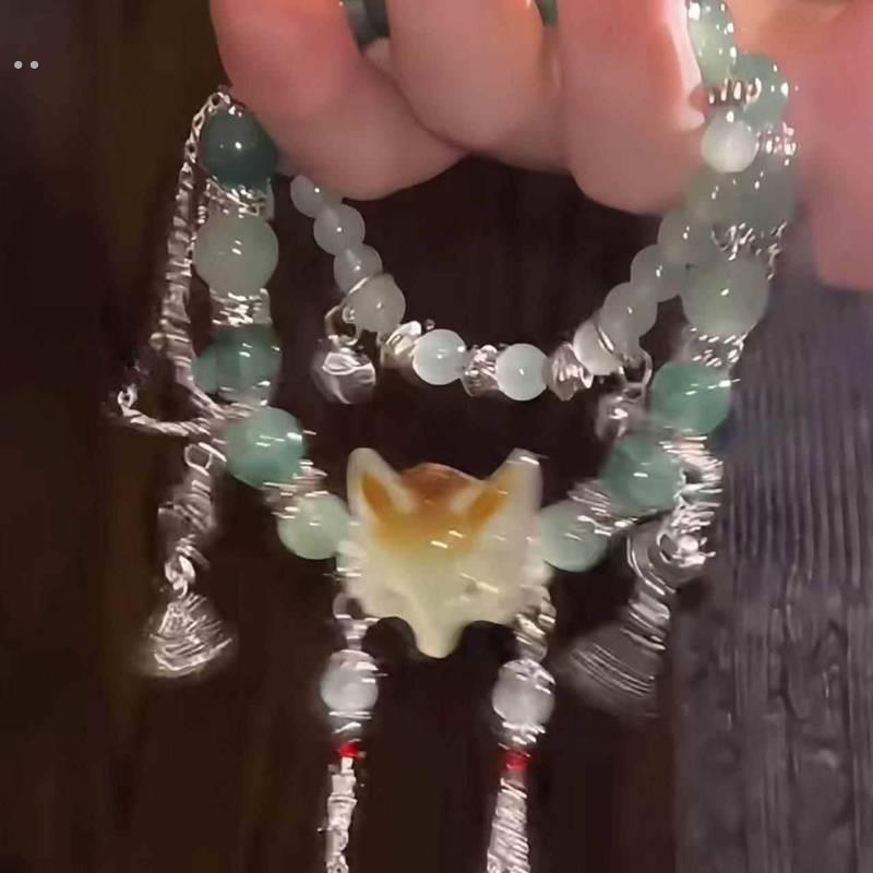 狐面具手链青丘灵狐手串幸运灵新中式长款双圈手绳小狐狸手链叠戴