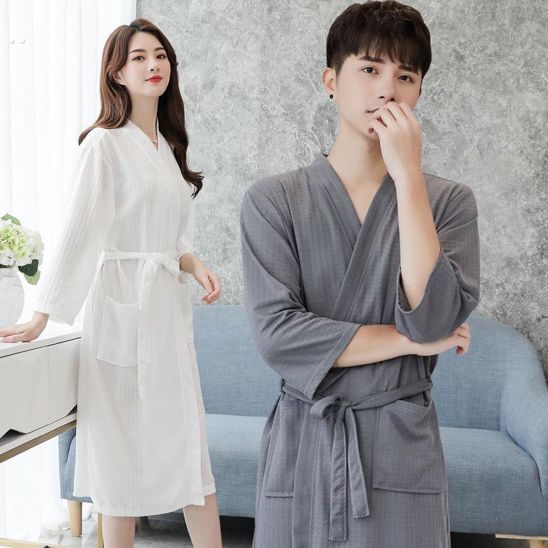 睡袍男夏加大码宽松性感浴袍女吸水速干浴衣美容院浴巾家居服春夏