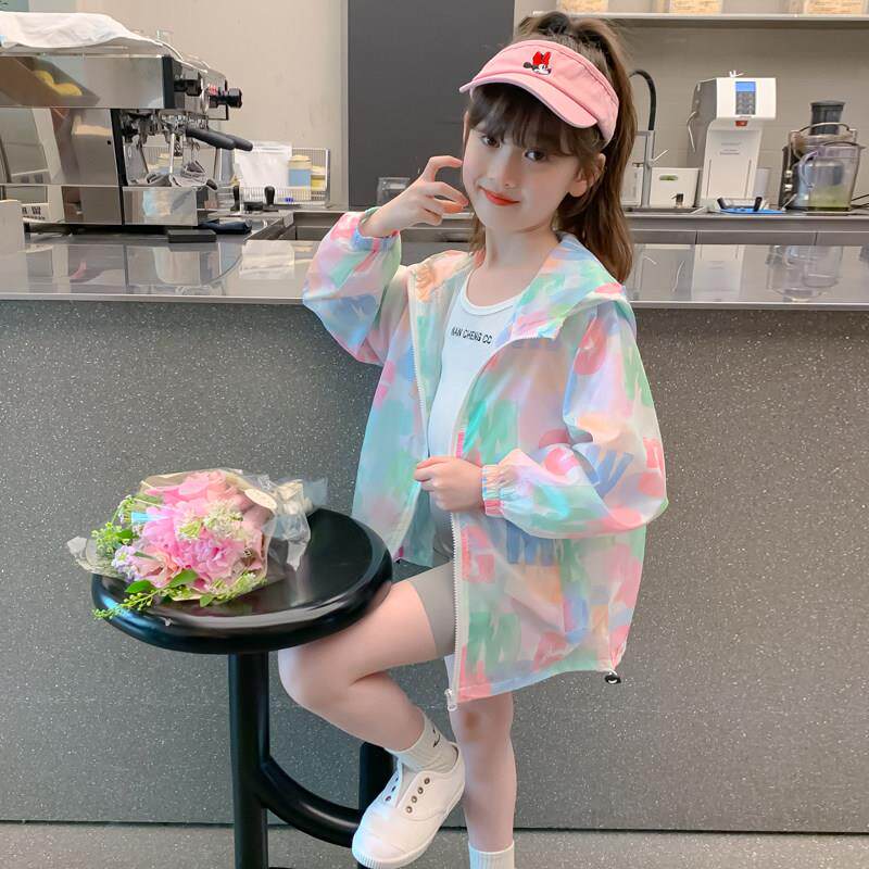 女童夏装防晒衣2026新款儿童洋气韩版女孩夏季字母防晒服外套薄款