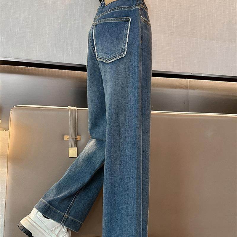 女童裤子春秋款2025新款女孩大童时尚窄版阔腿裤儿童秋装牛仔裤潮