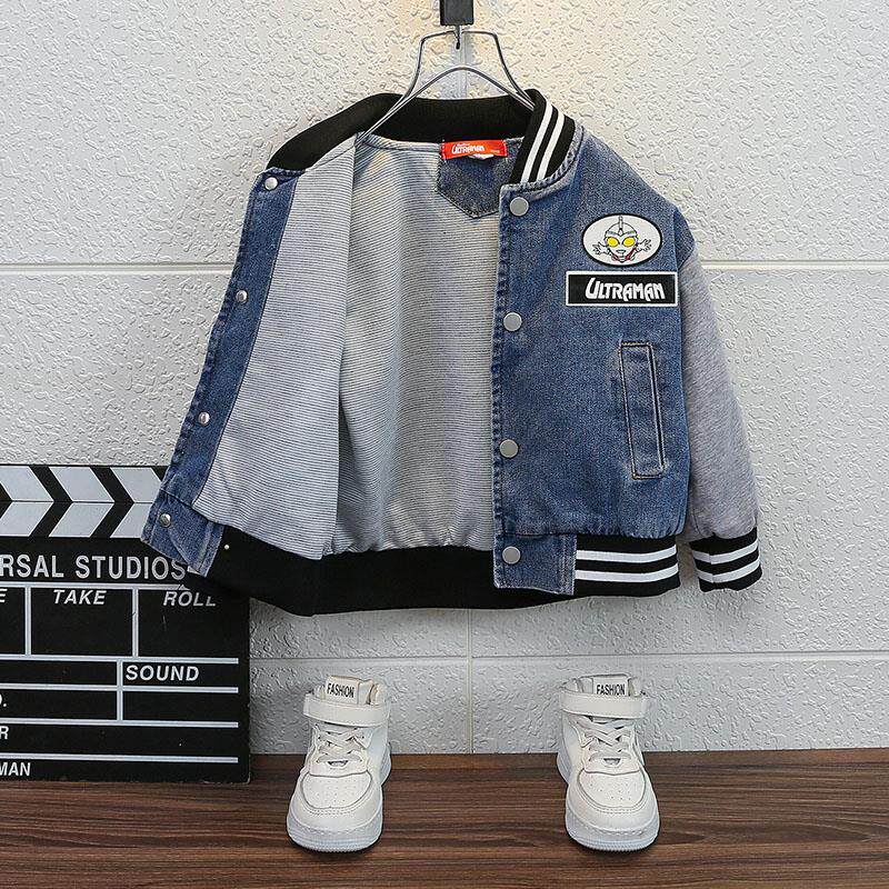 奥特曼牛仔上衣男童外套春秋装2025新款洋气宝宝小儿童棒球服夹克